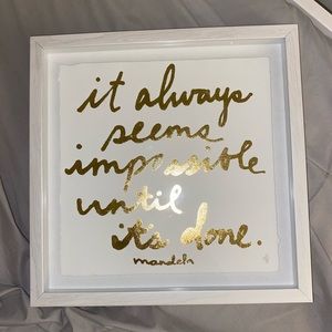 INSPIRATIONAL GOLD AND WHITE QUOTE FRAME